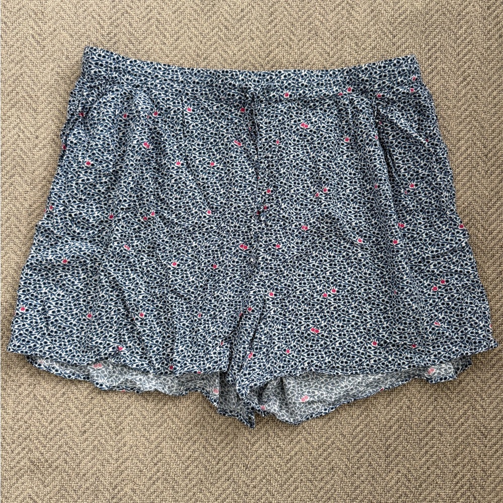 J. Crew High Waist Blue and Pink Patterned Shorts